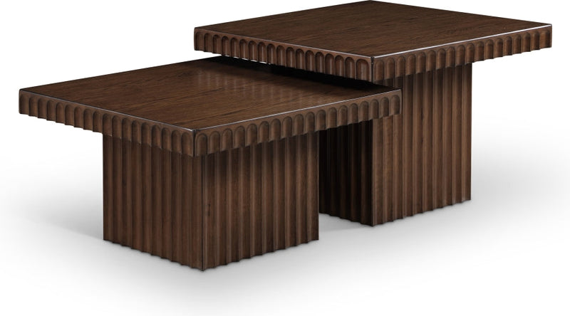 Spencer Solid Wood And Oak Veneer 2 Piece Coffee Table in Brown - 253Brown-CT-2A