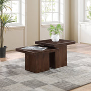 Spencer Solid Wood And Oak Veneer 2 Piece Coffee Table in Brown - 253Brown-CT-2A