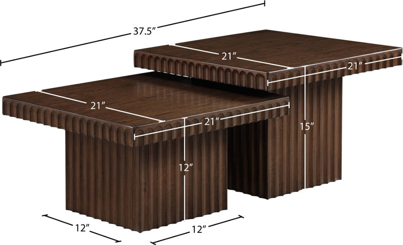 Spencer Solid Wood And Oak Veneer 2 Piece Coffee Table in Brown - 253Brown-CT-2A