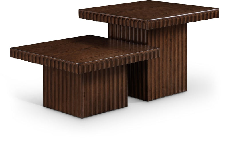 Spencer Solid Wood And Oak Veneer 2 Piece Coffee Table in Brown - 253Brown-CT-2B