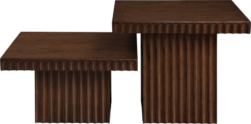 Spencer Solid Wood And Oak Veneer 2 Piece Coffee Table in Brown - 253Brown-CT-2B