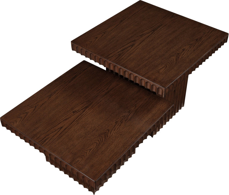 Spencer Solid Wood And Oak Veneer 2 Piece Coffee Table in Brown - 253Brown-CT-2B
