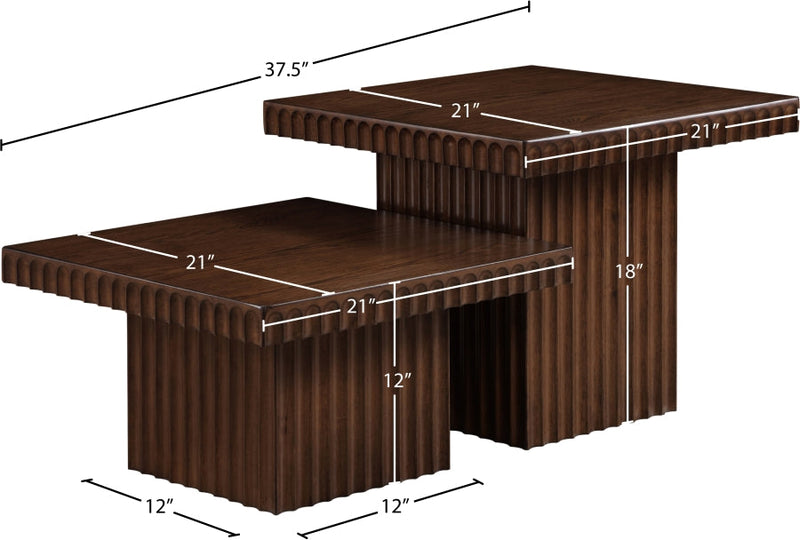 Spencer Solid Wood And Oak Veneer 2 Piece Coffee Table in Brown - 253Brown-CT-2B