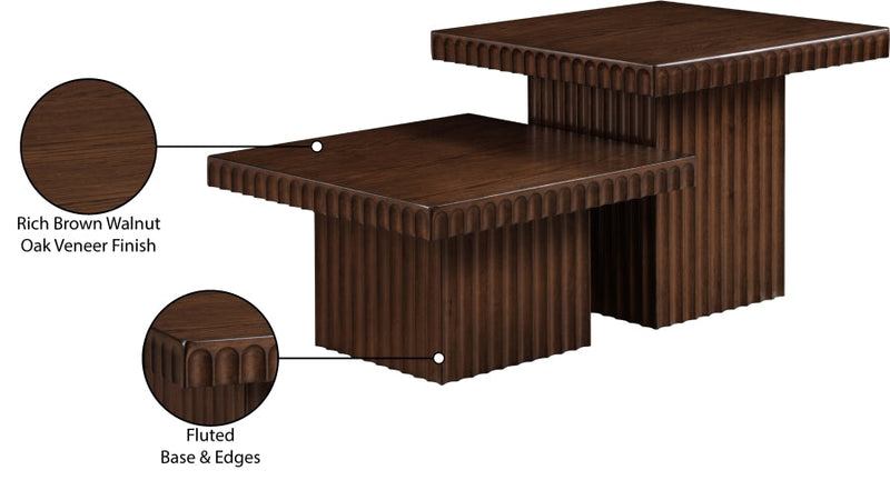 Spencer Solid Wood And Oak Veneer 2 Piece Coffee Table in Brown - 253Brown-CT-2B