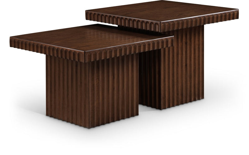 Spencer Solid Wood And Oak Veneer 2 Piece Coffee Table in Brown - 253Brown-CT-2C