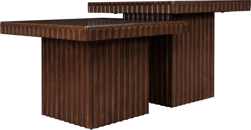 Spencer Solid Wood And Oak Veneer 2 Piece Coffee Table in Brown - 253Brown-CT-2C