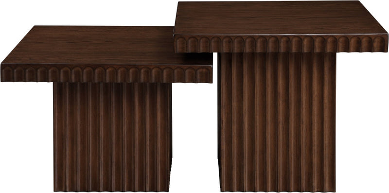Spencer Solid Wood And Oak Veneer 2 Piece Coffee Table in Brown - 253Brown-CT-2C