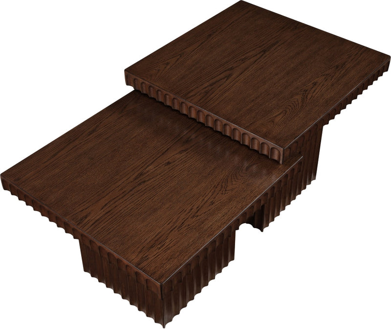 Spencer Solid Wood And Oak Veneer 2 Piece Coffee Table in Brown - 253Brown-CT-2C