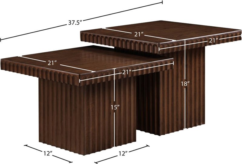 Spencer Solid Wood And Oak Veneer 2 Piece Coffee Table in Brown - 253Brown-CT-2C