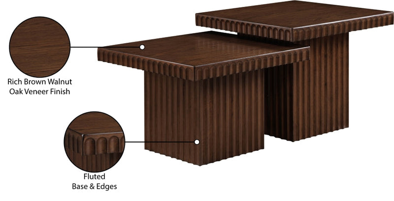 Spencer Solid Wood And Oak Veneer 2 Piece Coffee Table in Brown - 253Brown-CT-2C