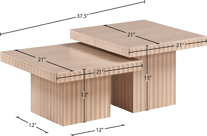 Spencer Solid Wood And Oak Veneer 2 Piece Coffee Table in Natural - 253Oak-CT-2A