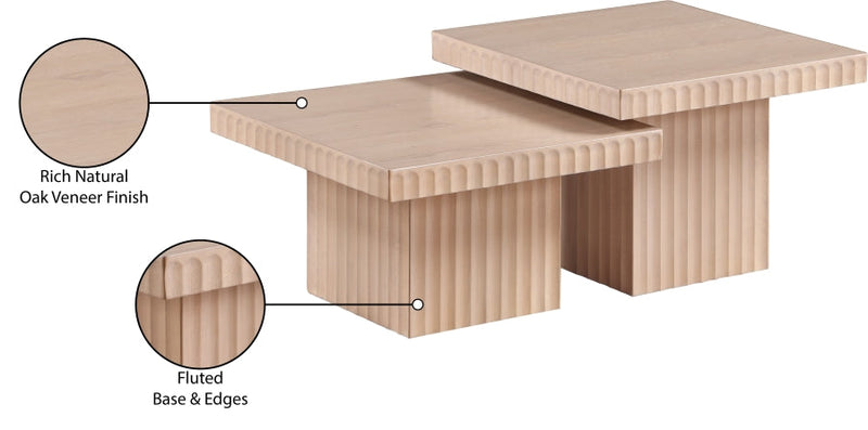 Spencer Solid Wood And Oak Veneer 2 Piece Coffee Table in Natural - 253Oak-CT-2A