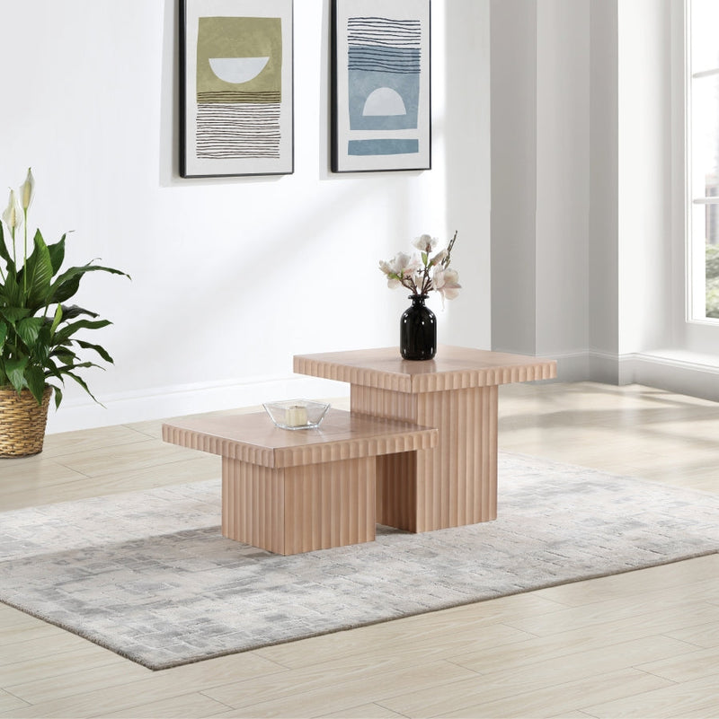 Spencer Solid Wood And Oak Veneer 2 Piece Coffee Table in Natural - 253Oak-CT-2B
