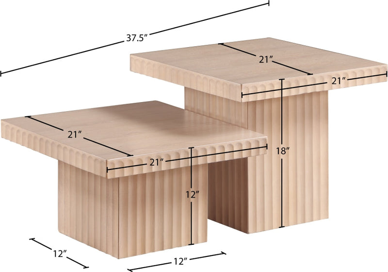 Spencer Solid Wood And Oak Veneer 2 Piece Coffee Table in Natural - 253Oak-CT-2B