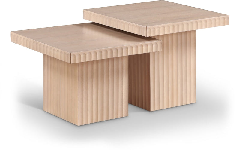 Spencer Solid Wood And Oak Veneer 2 Piece Coffee Table in Natural - 253Oak-CT-2C