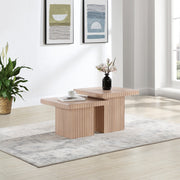 Spencer Solid Wood And Oak Veneer 2 Piece Coffee Table in Natural - 253Oak-CT-2C
