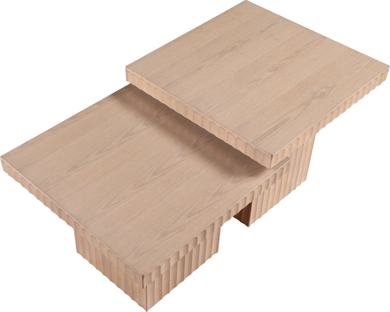 Spencer Solid Wood And Oak Veneer 2 Piece Coffee Table in Natural - 253Oak-CT-2C
