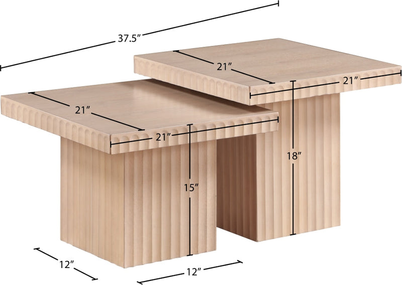 Spencer Solid Wood And Oak Veneer 2 Piece Coffee Table in Natural - 253Oak-CT-2C