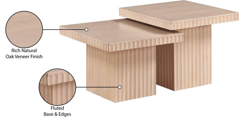 Spencer Solid Wood And Oak Veneer 2 Piece Coffee Table in Natural - 253Oak-CT-2C