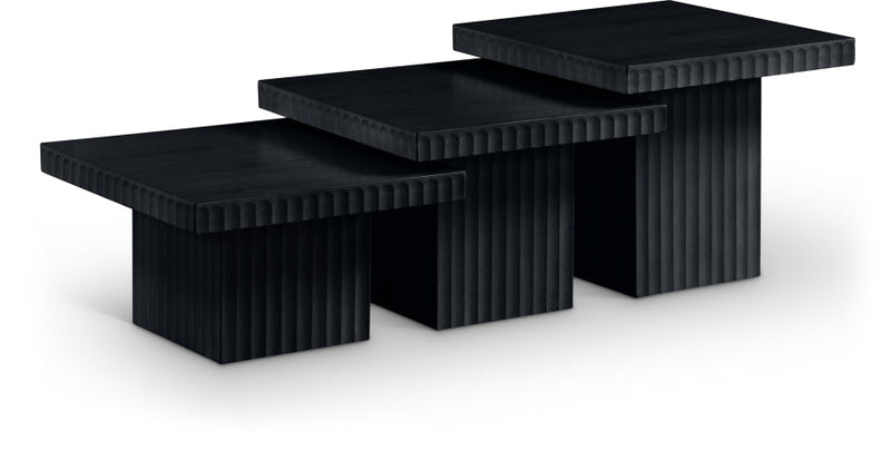Spencer Solid Wood And Oak Veneer 3 Piece Coffee Table in Black - 253Black-CT-3A