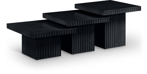 Spencer Solid Wood And Oak Veneer 3 Piece Coffee Table in Black - 253Black-CT-3A