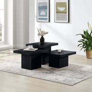 Spencer Solid Wood And Oak Veneer 3 Piece Coffee Table in Black - 253Black-CT-3A