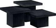 Spencer Solid Wood And Oak Veneer 3 Piece Coffee Table in Black - 253Black-CT-3A
