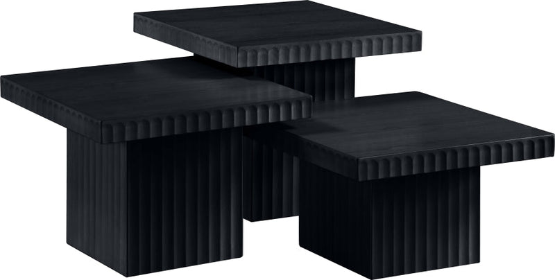 Spencer Solid Wood And Oak Veneer 3 Piece Coffee Table in Black - 253Black-CT-3A