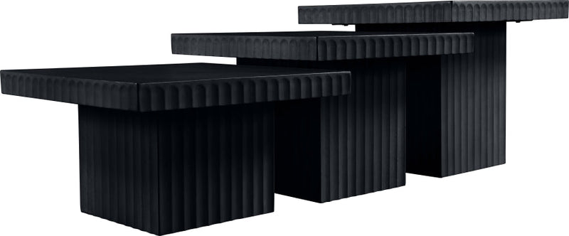 Spencer Solid Wood And Oak Veneer 3 Piece Coffee Table in Black - 253Black-CT-3A