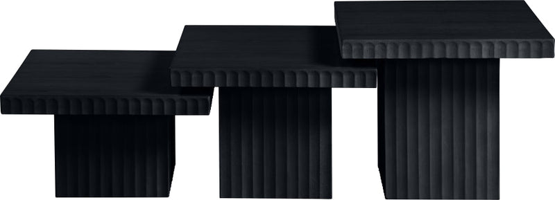 Spencer Solid Wood And Oak Veneer 3 Piece Coffee Table in Black - 253Black-CT-3A