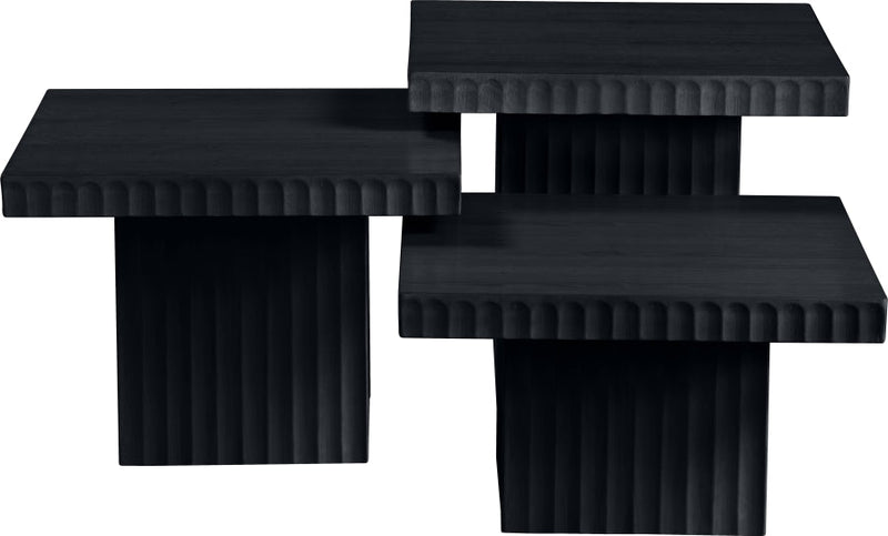 Spencer Solid Wood And Oak Veneer 3 Piece Coffee Table in Black - 253Black-CT-3A