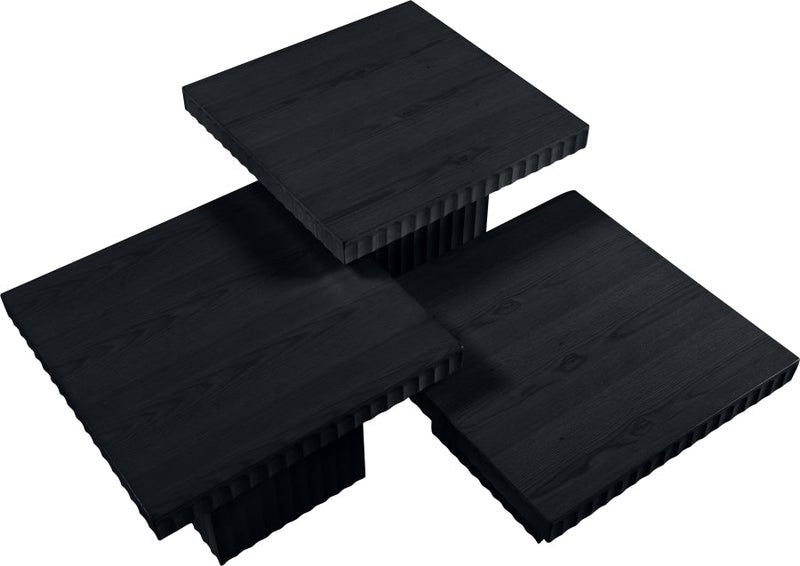 Spencer Solid Wood And Oak Veneer 3 Piece Coffee Table in Black - 253Black-CT-3A