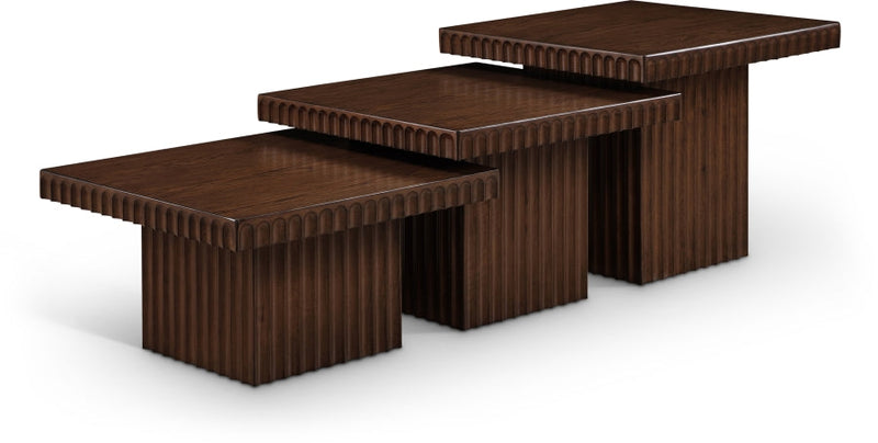 Spencer Solid Wood And Oak Veneer 3 Piece Coffee Table in Brown - 253Brown-CT-3A