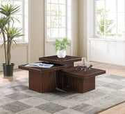 Spencer Solid Wood And Oak Veneer 3 Piece Coffee Table in Brown - 253Brown-CT-3A