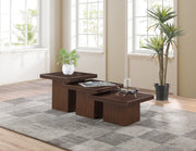 Spencer Solid Wood And Oak Veneer 3 Piece Coffee Table in Brown - 253Brown-CT-3A