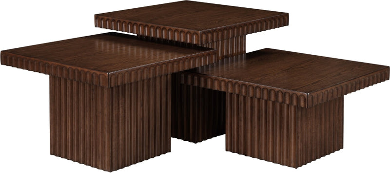 Spencer Solid Wood And Oak Veneer 3 Piece Coffee Table in Brown - 253Brown-CT-3A