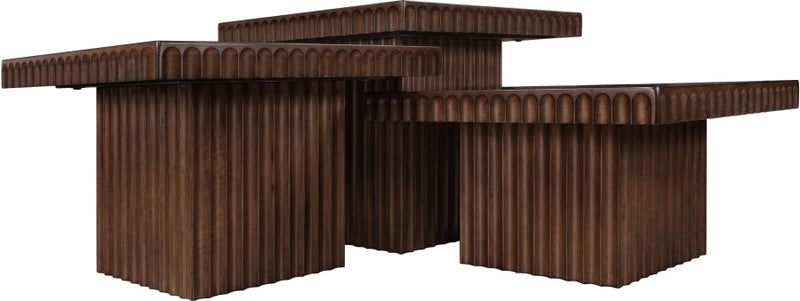 Spencer Solid Wood And Oak Veneer 3 Piece Coffee Table in Brown - 253Brown-CT-3A