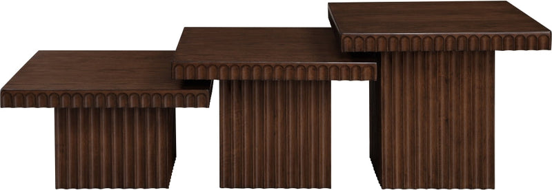 Spencer Solid Wood And Oak Veneer 3 Piece Coffee Table in Brown - 253Brown-CT-3A
