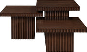 Spencer Solid Wood And Oak Veneer 3 Piece Coffee Table in Brown - 253Brown-CT-3A