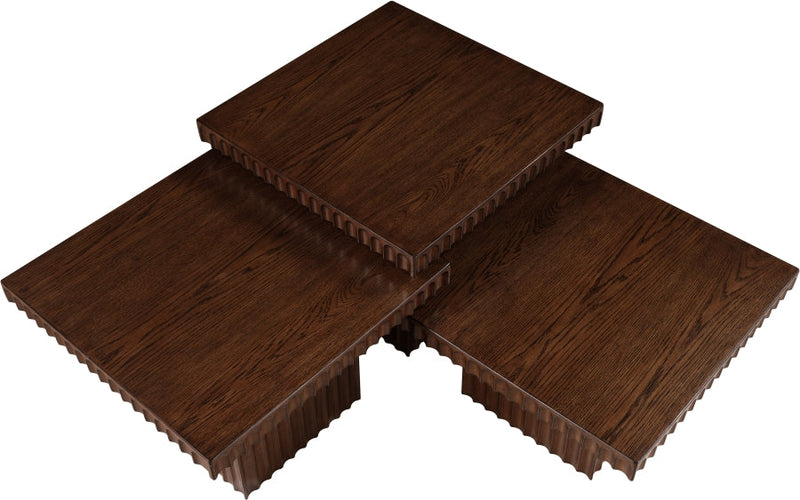 Spencer Solid Wood And Oak Veneer 3 Piece Coffee Table in Brown - 253Brown-CT-3A