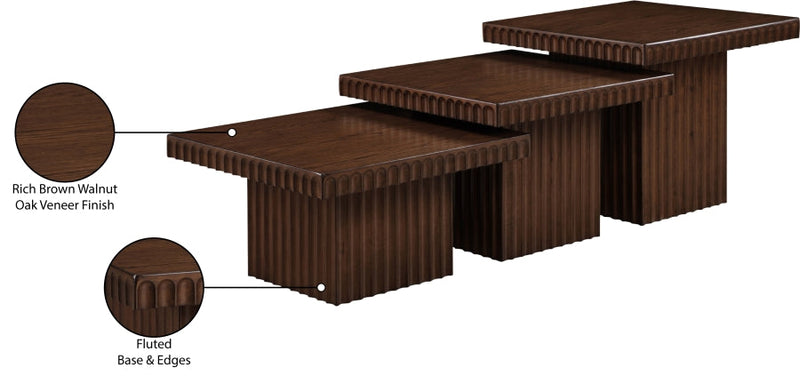 Spencer Solid Wood And Oak Veneer 3 Piece Coffee Table in Brown - 253Brown-CT-3A