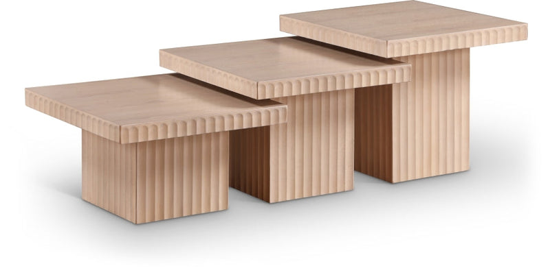 Spencer Solid Wood And Oak Veneer 3 Piece Coffee Table in Natural - 253Oak-CT-3A