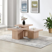 Spencer Solid Wood And Oak Veneer 3 Piece Coffee Table in Natural - 253Oak-CT-3A