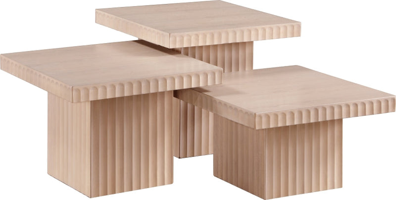 Spencer Solid Wood And Oak Veneer 3 Piece Coffee Table in Natural - 253Oak-CT-3A