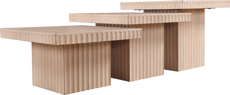 Spencer Solid Wood And Oak Veneer 3 Piece Coffee Table in Natural - 253Oak-CT-3A