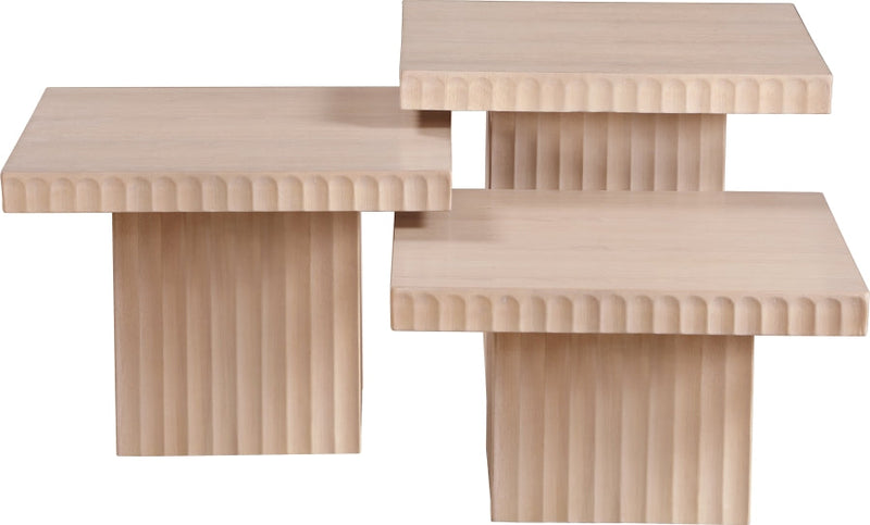 Spencer Solid Wood And Oak Veneer 3 Piece Coffee Table in Natural - 253Oak-CT-3A