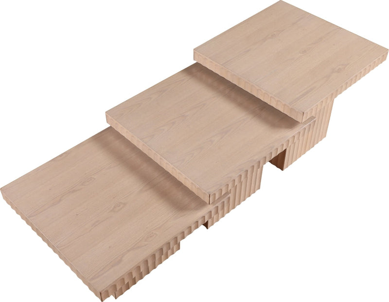 Spencer Solid Wood And Oak Veneer 3 Piece Coffee Table in Natural - 253Oak-CT-3A