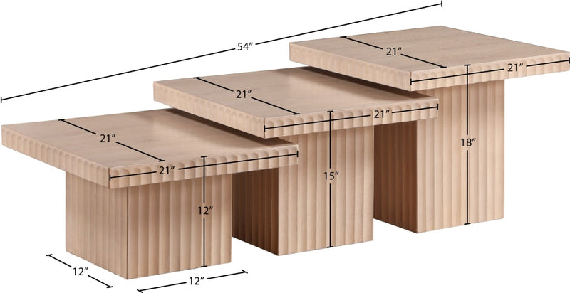 Spencer Solid Wood And Oak Veneer 3 Piece Coffee Table in Natural - 253Oak-CT-3A