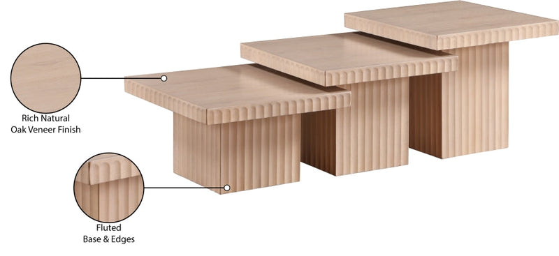 Spencer Solid Wood And Oak Veneer 3 Piece Coffee Table in Natural - 253Oak-CT-3A