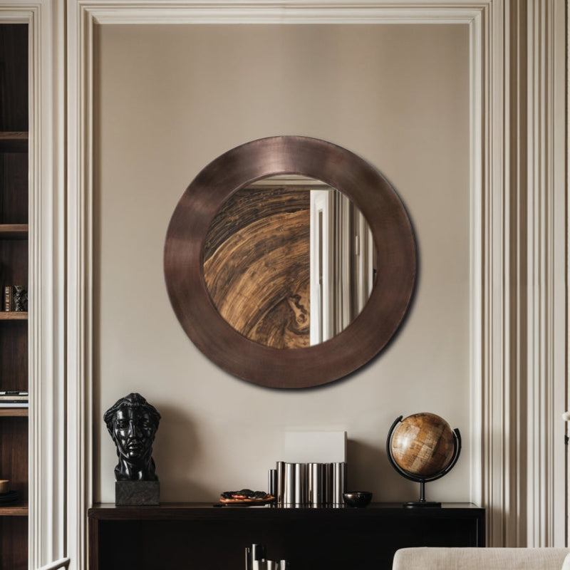 Sphere Iron Frame Mirror in Brown - 66003Brown-30M